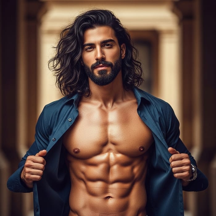 Muscular Middle-Eastern Man with Greek God Look