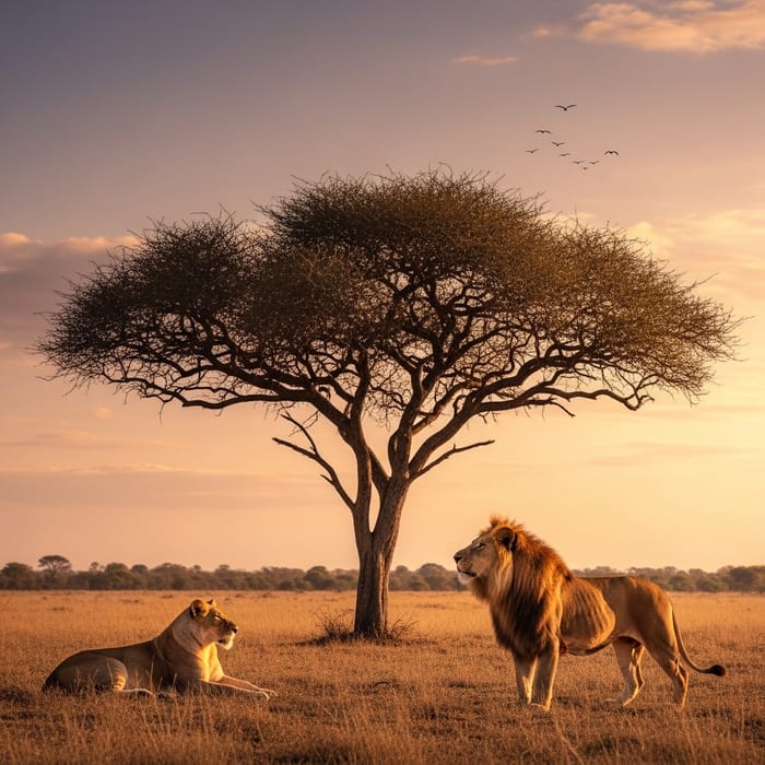 Male and Female Lions in Savannah | Wild Encounter Male and Female Lions in Savannah | Wild Encounter