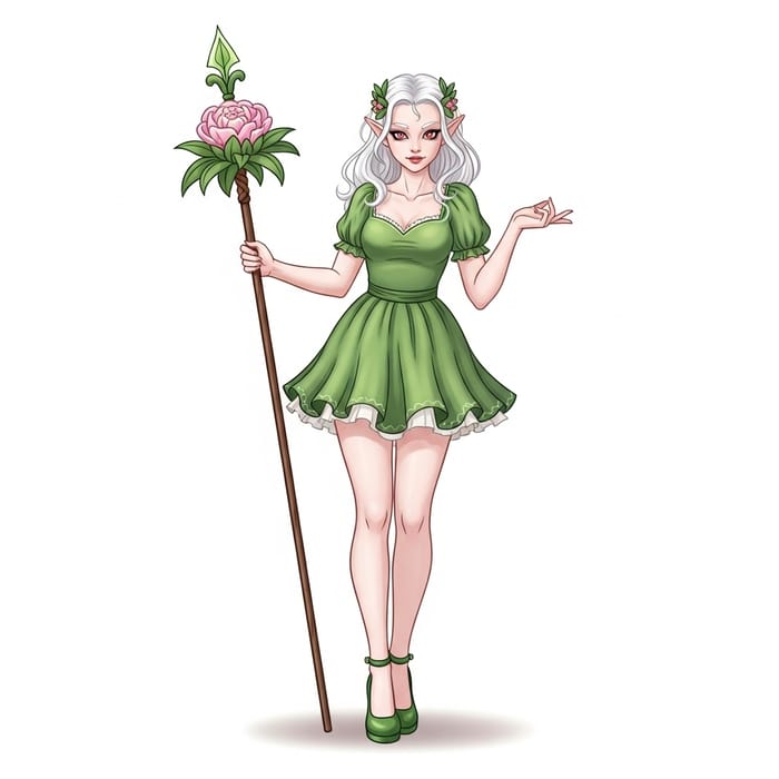 Albino Nymph in Short Kawaii Green Dress & Heels Albino Nymph in Short Kawaii Green Dress & Heels
