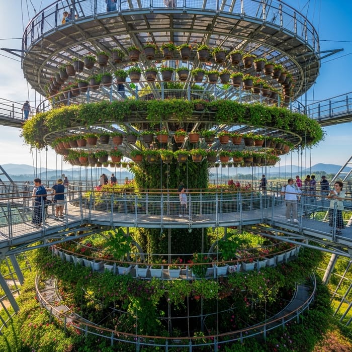 Aerial Flower Garden: Exotic Plants & Hanging Blooms Aerial Flower Garden: Exotic Plants & Hanging Blooms