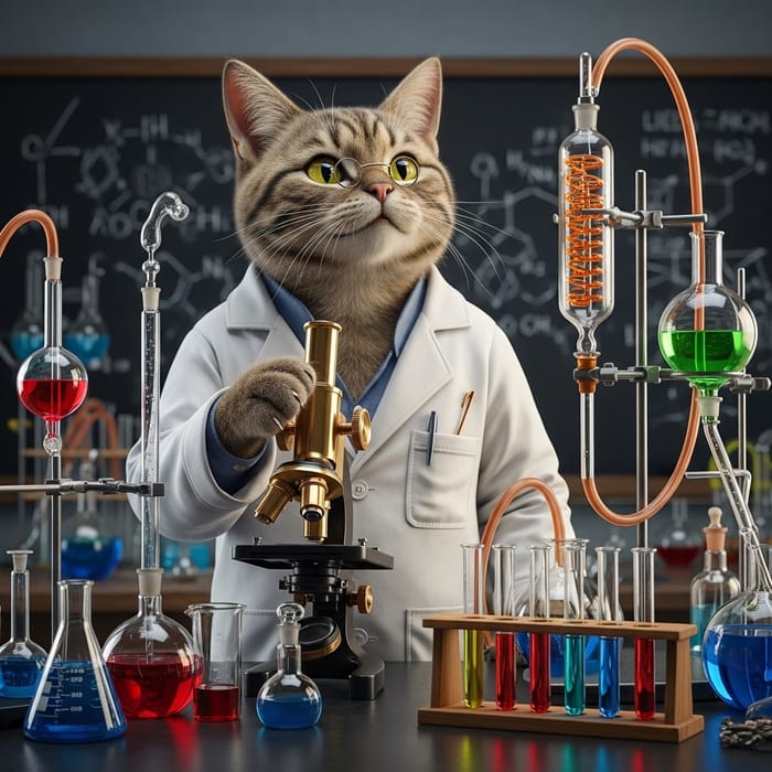 Cat Scientist in Laboratory