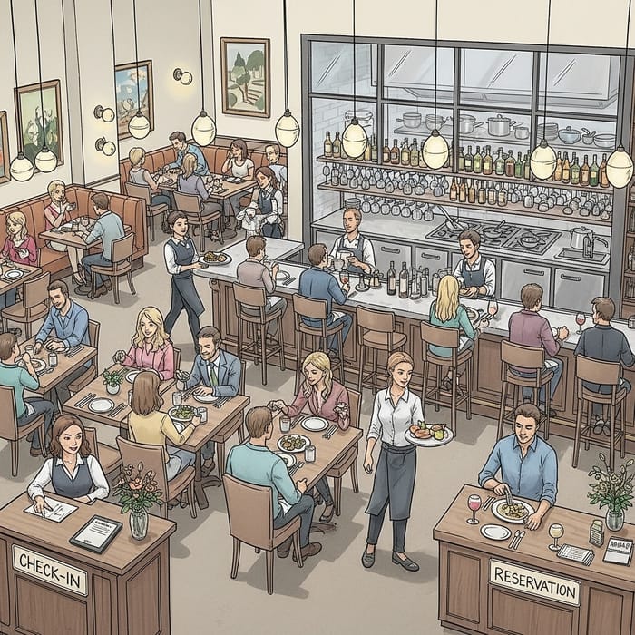 Detailed Restaurant Interior Layout Sketch | Stunning Restaurant Design