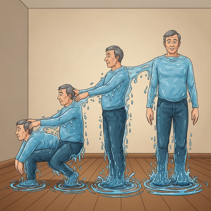 Man Transforming into Water - Surreal Sequence Illustration Man Transforming into Water - Surreal Sequence Illustration