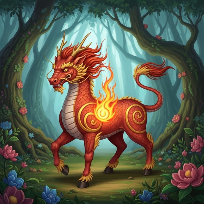 Legendary Kilin: Mythical Creature in Mystic Forest Legendary Kilin: Mythical Creature in Mystic Forest