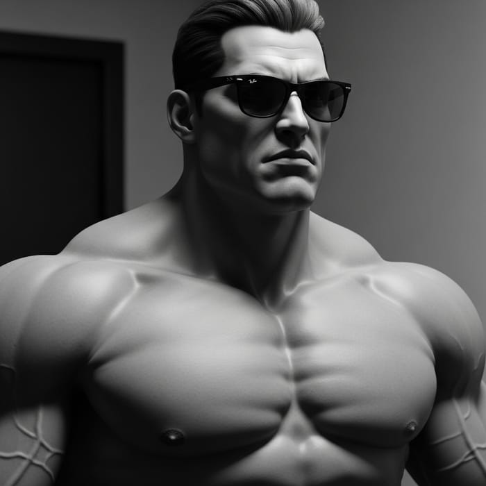 Classic Black and White Gigachad with Stylish Eyeglasses