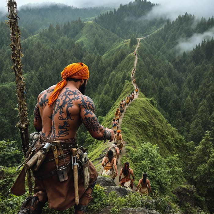 Warrior's Ascent: Climbing the Mystical Hill