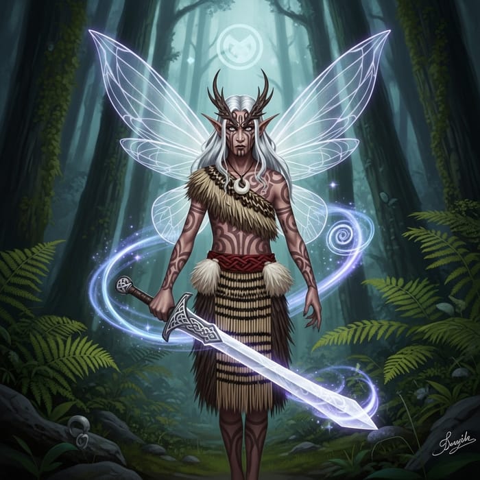 Patupaierehi: Enigmatic Maori Vampiric Fairy in Fern Forest Patupaierehi: Enigmatic Maori Vampiric Fairy in Fern Forest