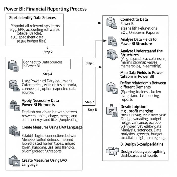 Power BI Financial Reporting Process: Steps for Data Collection, Transformation, and Analysis