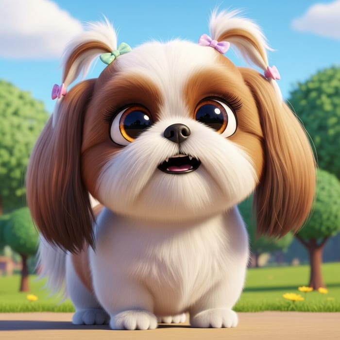 Cute and Expressive Shih Tzu Animated Dog Art