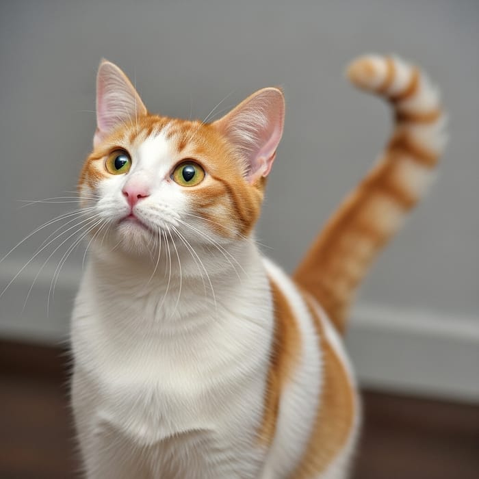 Curious White & Orange Domestic Cat Curious White & Orange Domestic Cat