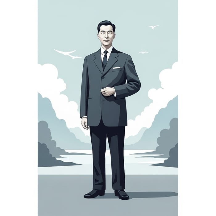 Chairman Mao, Minimalist Painting | Leadership & Wisdom
