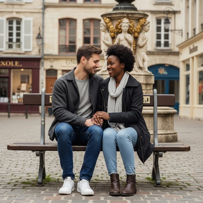 Romantic French City Bench Love Story Romantic French City Bench Love Story
