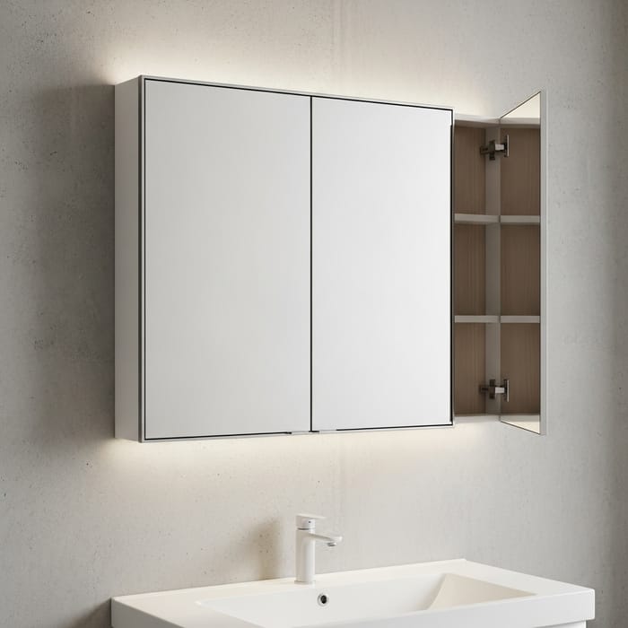 Stylish 2-Door Mirrored Bathroom Cabinet 60x60 cm Stylish 2-Door Mirrored Bathroom Cabinet 60x60 cm