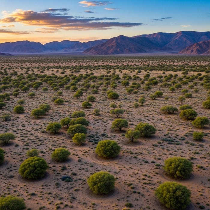 Endless Desert Landscape with Verdant Trees | Towering Mountains Endless Desert Landscape with Verdant Trees | Towering Mountains