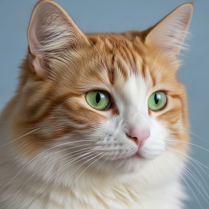 Beautiful Fluffy Cat with Striking Green Eyes