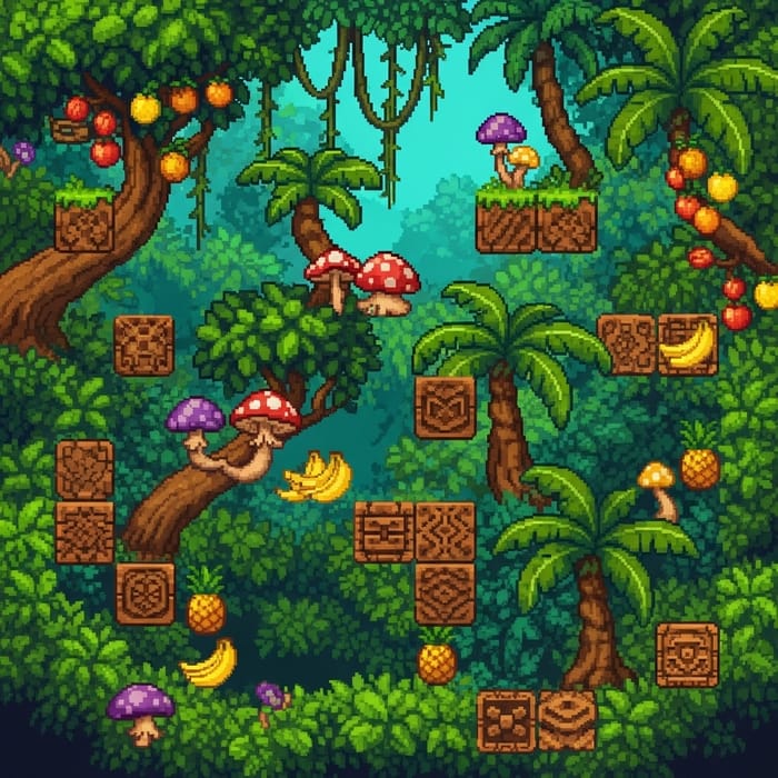Crash Bandicoot Pixel Art Jungle Tile Set Crash Bandicoot Pixel Art Jungle Tile Set
