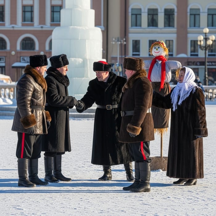 Community Forgiveness Scene: Men in Fur Coats and Breeches, Women in Fur Coats and White Scarves Community Forgiveness Scene: Men in Fur Coats and Breeches, Women in Fur Coats and White Scarves