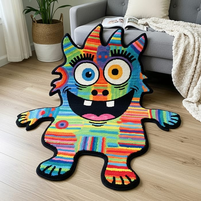 Handmade Carpet: Vivid Child's Monster Design Handmade Carpet: Vivid Child's Monster Design