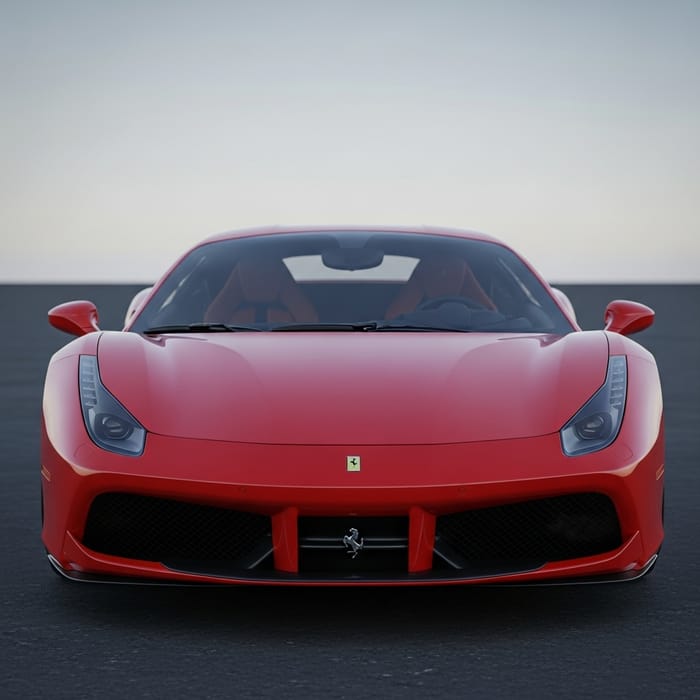 Cinematic Front View Ferrari - Photorealistic Studio Photo Cinematic Front View Ferrari - Photorealistic Studio Photo