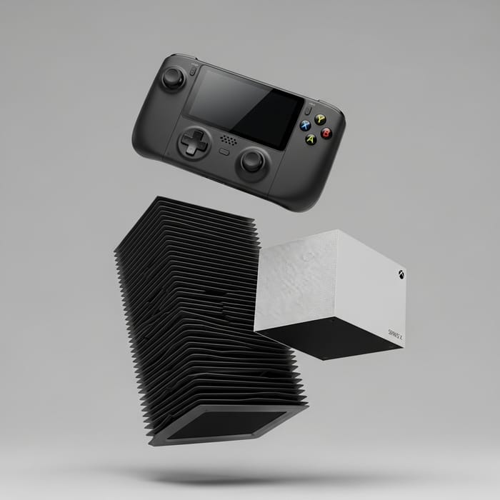 Next-Gen Handheld Gaming Devices and Consoles Levitating Next-Gen Handheld Gaming Devices and Consoles Levitating
