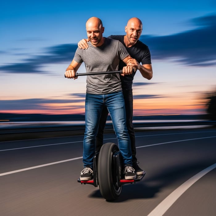 Two Bald Men on a Monocycle Adventure