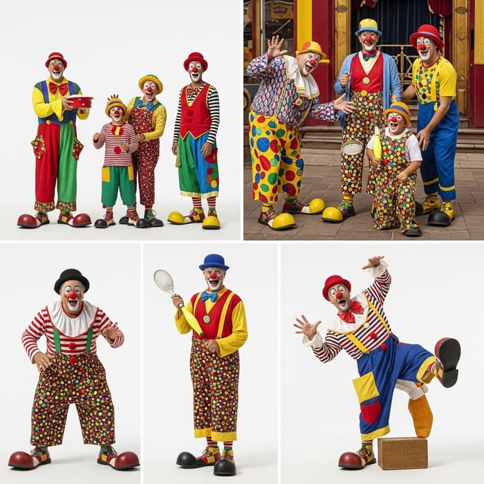 Exaggerated Clown Group: Slapstick Comedy Fun Exaggerated Clown Group: Slapstick Comedy Fun