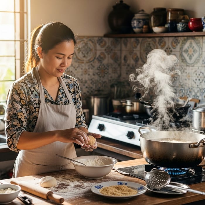 Linh Making Traditional Vietnamese Donuts