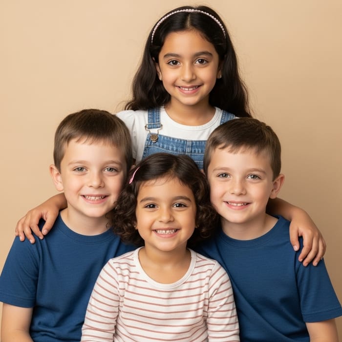 Joyous Siblings Photo: Two Boys & 5-Year-Old Sister