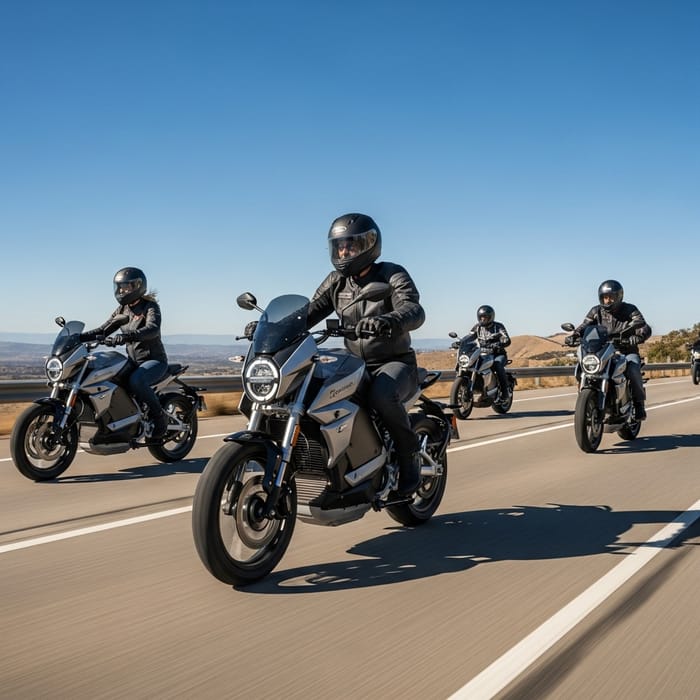 Electric Motorcycles Racing on the Road