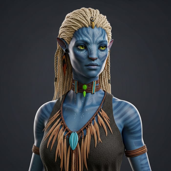 3D Avatar Style Woman with Dark Skin and Blonde Hair 3D Avatar Style Woman with Dark Skin and Blonde Hair