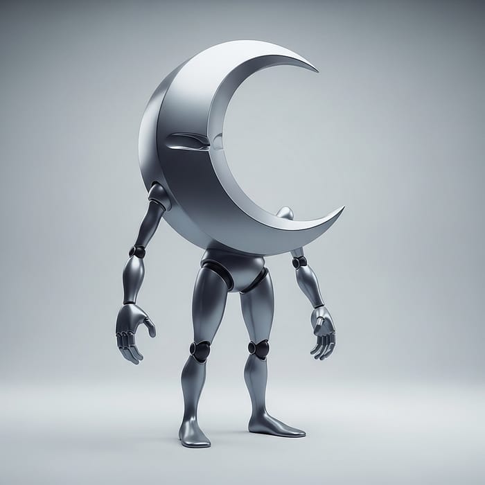 Crescent Moon Mascot - Unique and Charming Design