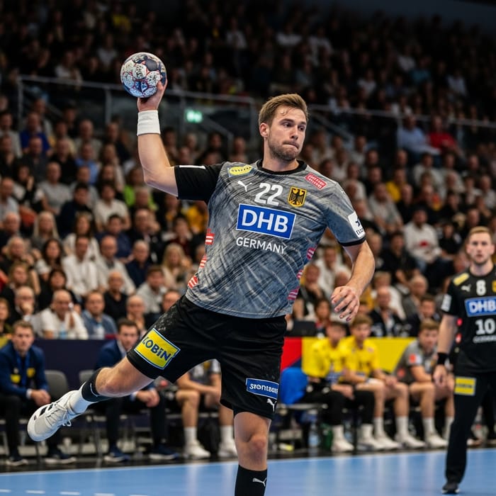 Energetic Handball Moment: DHB Germany Player Scores Goal