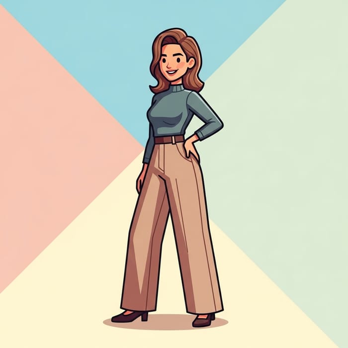 Modern Geometric Block Style Influencer: Modest White Women in Cartoon Style
