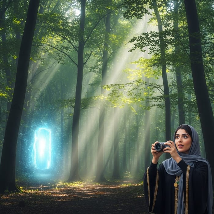 Mystical Forest Scene with Glowing Portal Mystical Forest Scene with Glowing Portal