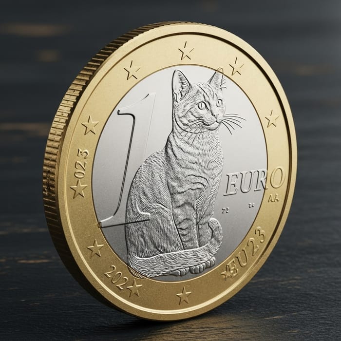 1 Euro Coin Cat Design 1 Euro Coin Cat Design
