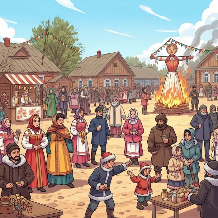 Multicultural Maslenitsa Festival Celebrations in Russian Village Multicultural Maslenitsa Festival Celebrations in Russian Village