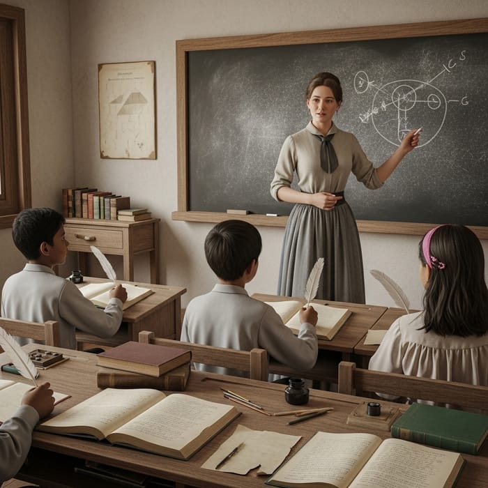 19th Century Classroom in the Philippines: Teacher with Children 19th Century Classroom in the Philippines: Teacher with Children