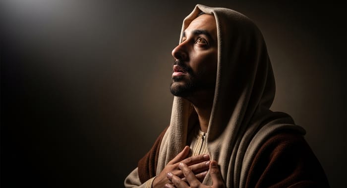 Middle-Eastern Man with Sublime Expression - Ethereal Renaissance Portrait