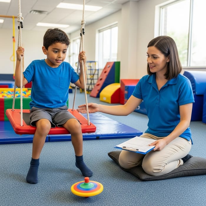 Hispanic Autistic Boy Evaluation by Sensory Integration Expert