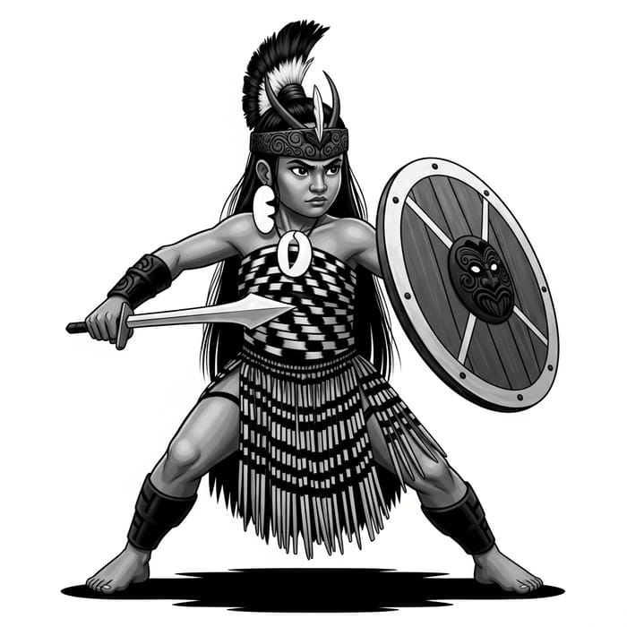 Brave Maori Girl Warrior in Vibrant Graphic Design for Health Brave Maori Girl Warrior in Vibrant Graphic Design for Health