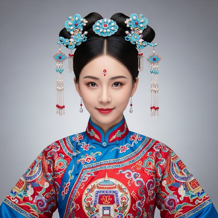 Beautiful Chinese Girl in Traditional Attire