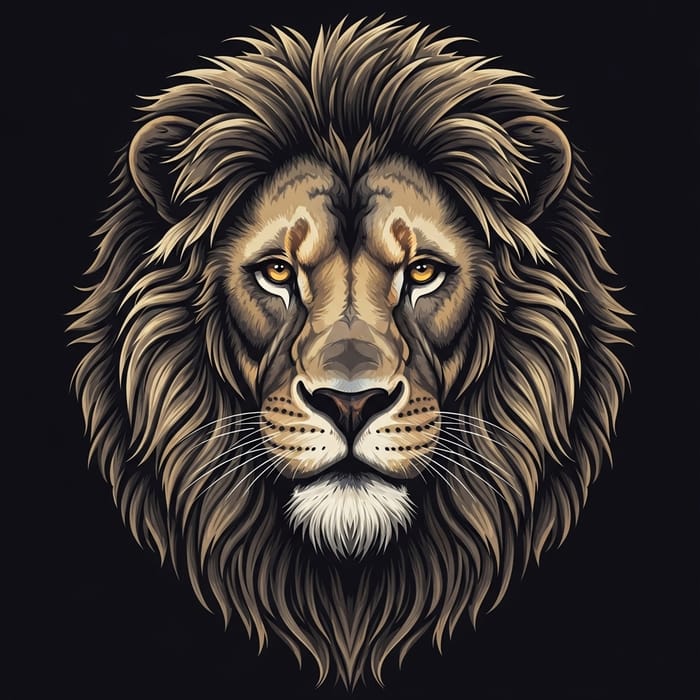 Detailed 3D Lion Face T-Shirt Design
