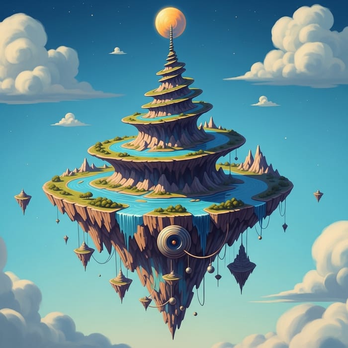 Vibrant Fantasy Island - Surreal Dali-Inspired Landscape