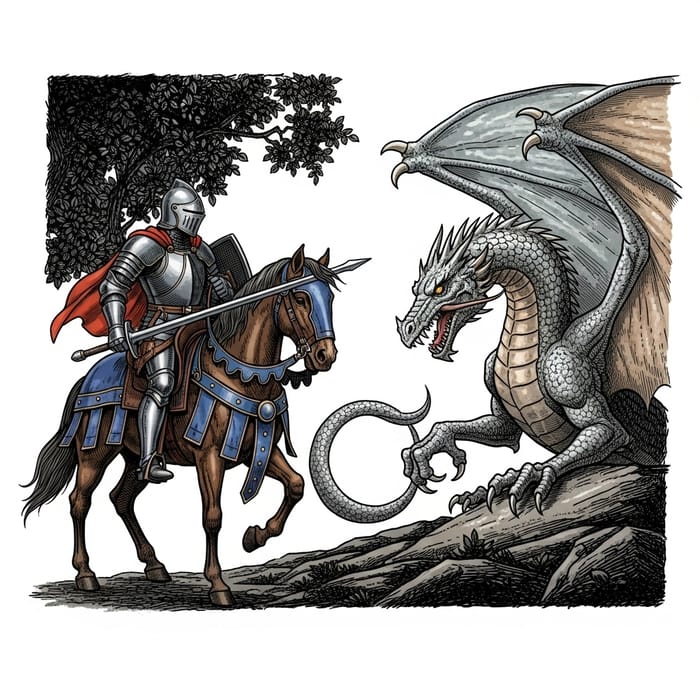 Epic Knight vs Dragon: A Digital Masterpiece Epic Knight vs Dragon: A Digital Masterpiece