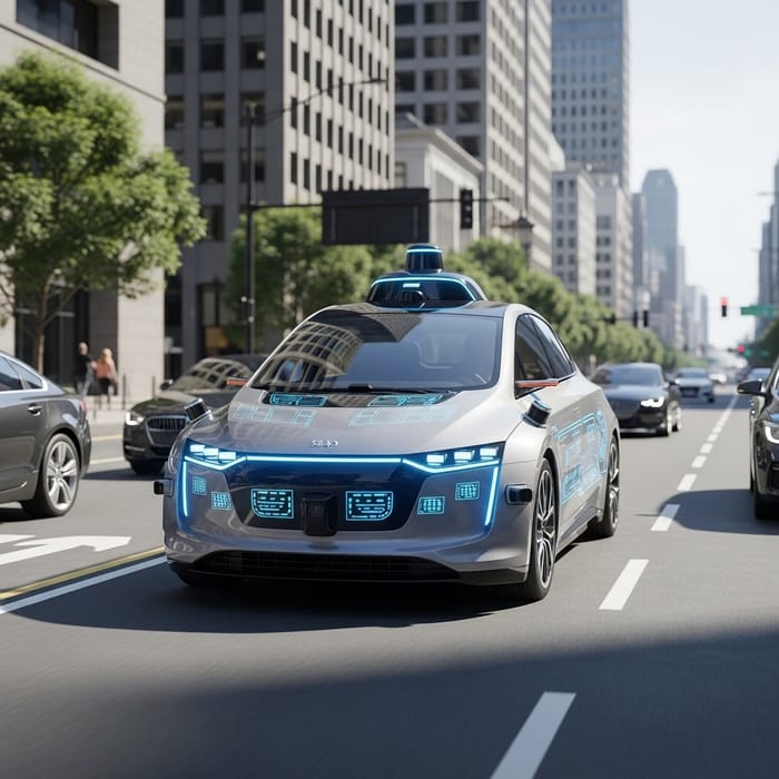 Futuristic Autonomous Vehicle Driving Experience in Urban Setting Futuristic Autonomous Vehicle Driving Experience in Urban Setting
