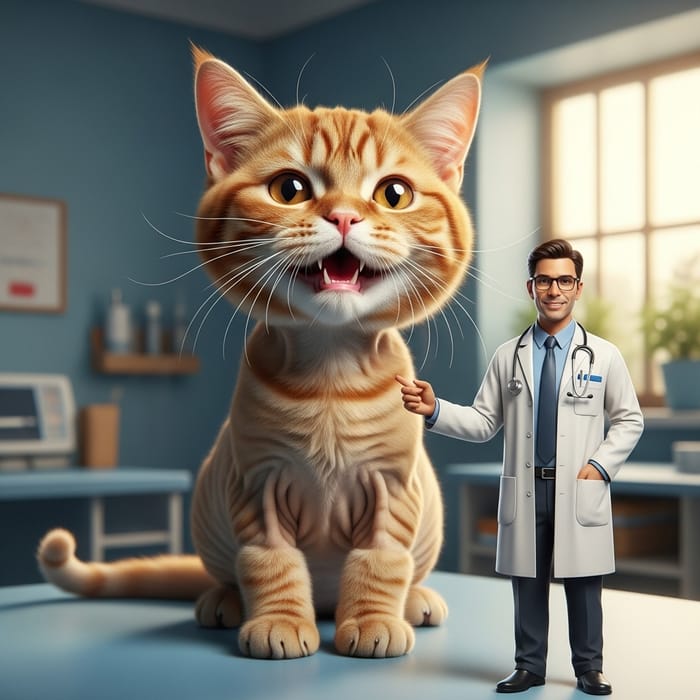 Adorable Bald Scottish Red Cat in Hospital Setting | Realistic Portrayal Adorable Bald Scottish Red Cat in Hospital Setting | Realistic Portrayal