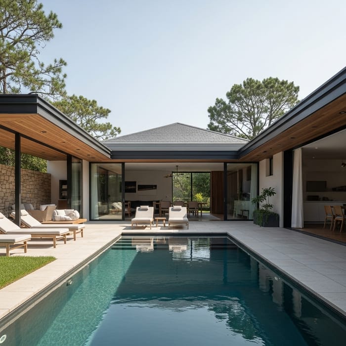 Modern Minimalist Outdoor Pool Area Design Modern Minimalist Outdoor Pool Area Design