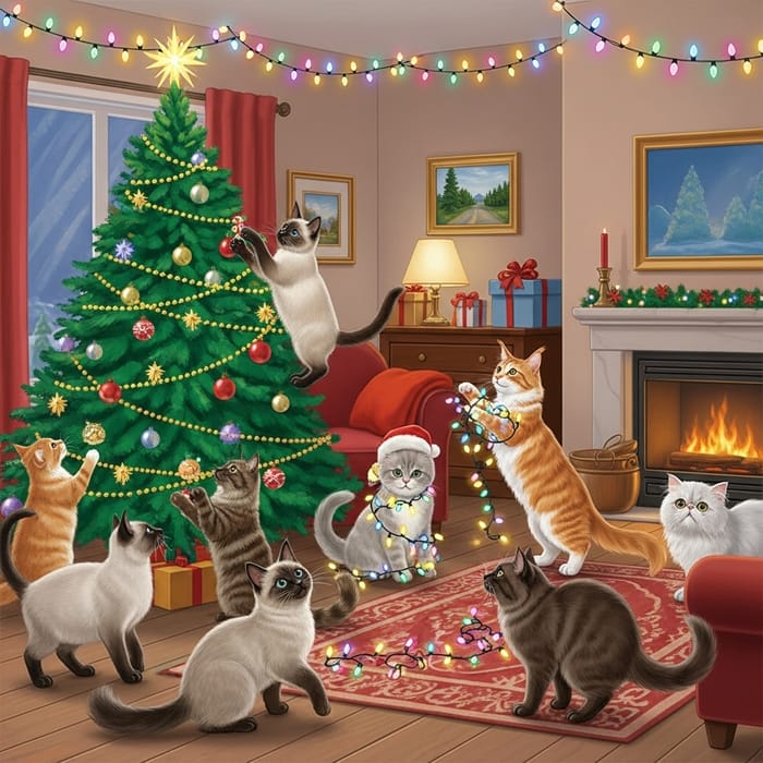 Cats Celebrating Christmas