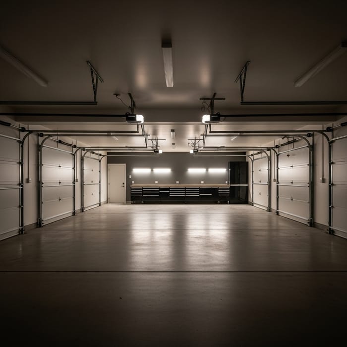 Modern Garage Design Interior | Wide Space & Dramatic Lighting