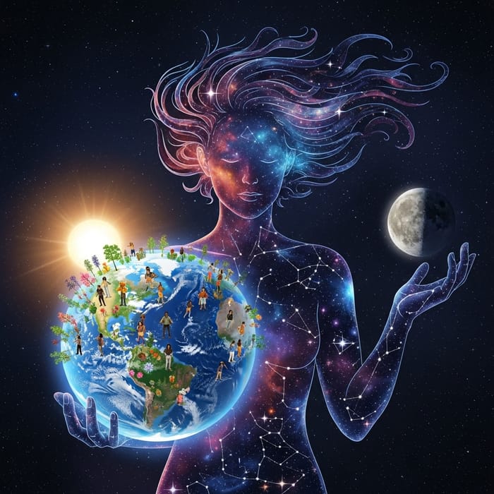 Cosmic Humanoid: Stardust and Earth in Harmony Cosmic Humanoid: Stardust and Earth in Harmony